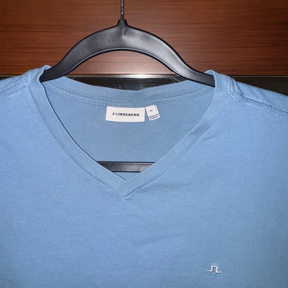 J.Lindeberg Blue V-Neck Shirt Soft and Stylish